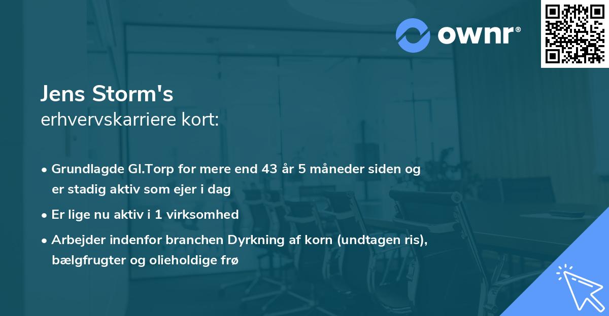 Jens Storm's erhvervskarriere kort