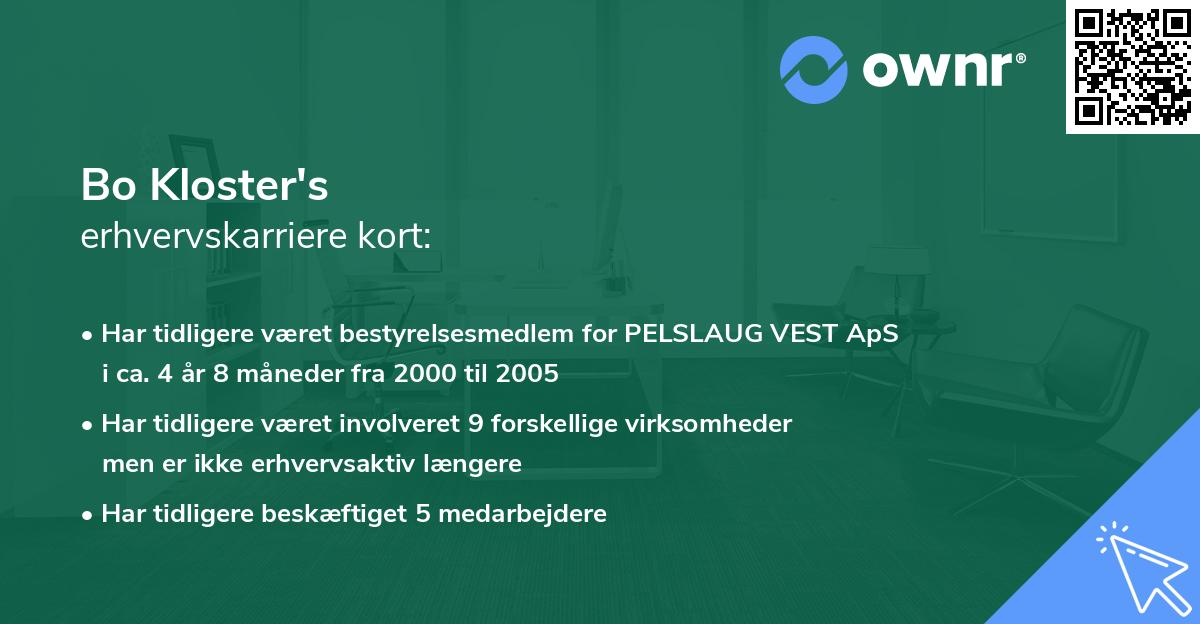Bo Kloster's erhvervskarriere kort
