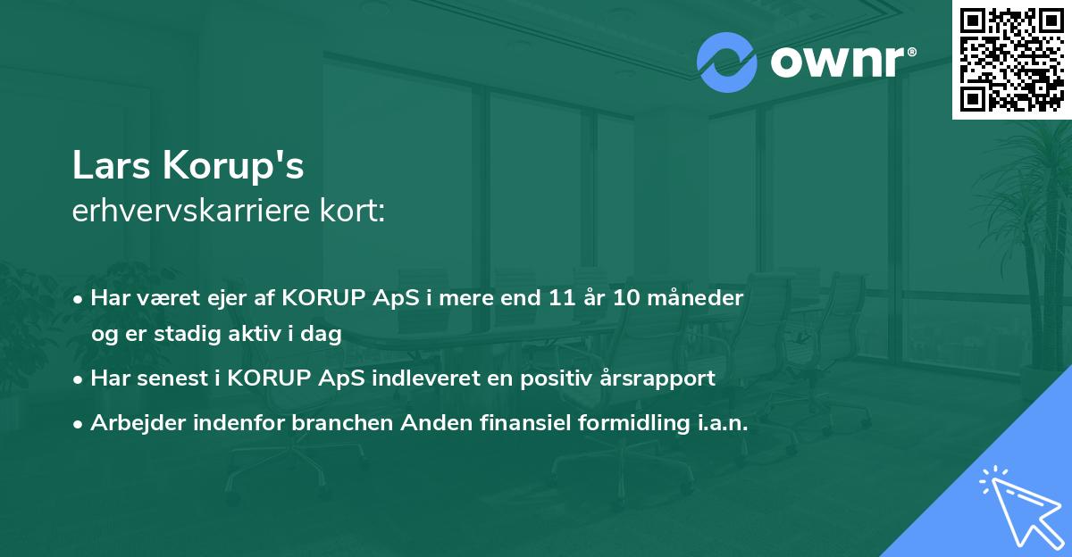 Lars Korup's erhvervskarriere kort