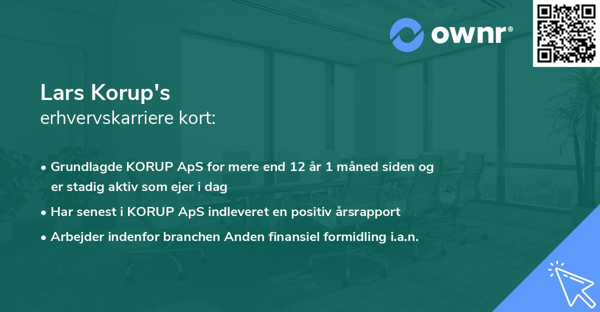 Lars Korup's erhvervskarriere kort
