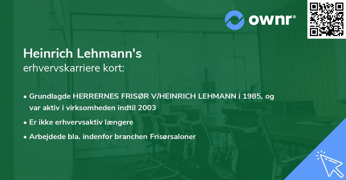 Heinrich Lehmann's erhvervskarriere kort