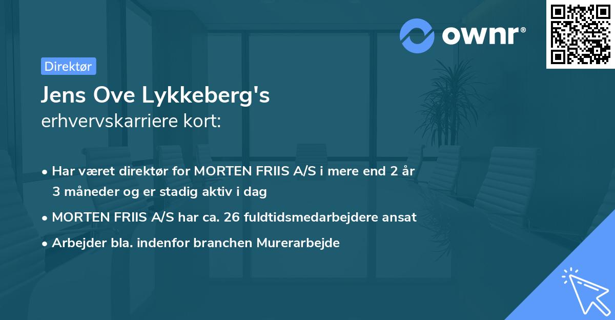 Jens Ove Lykkeberg's erhvervskarriere kort