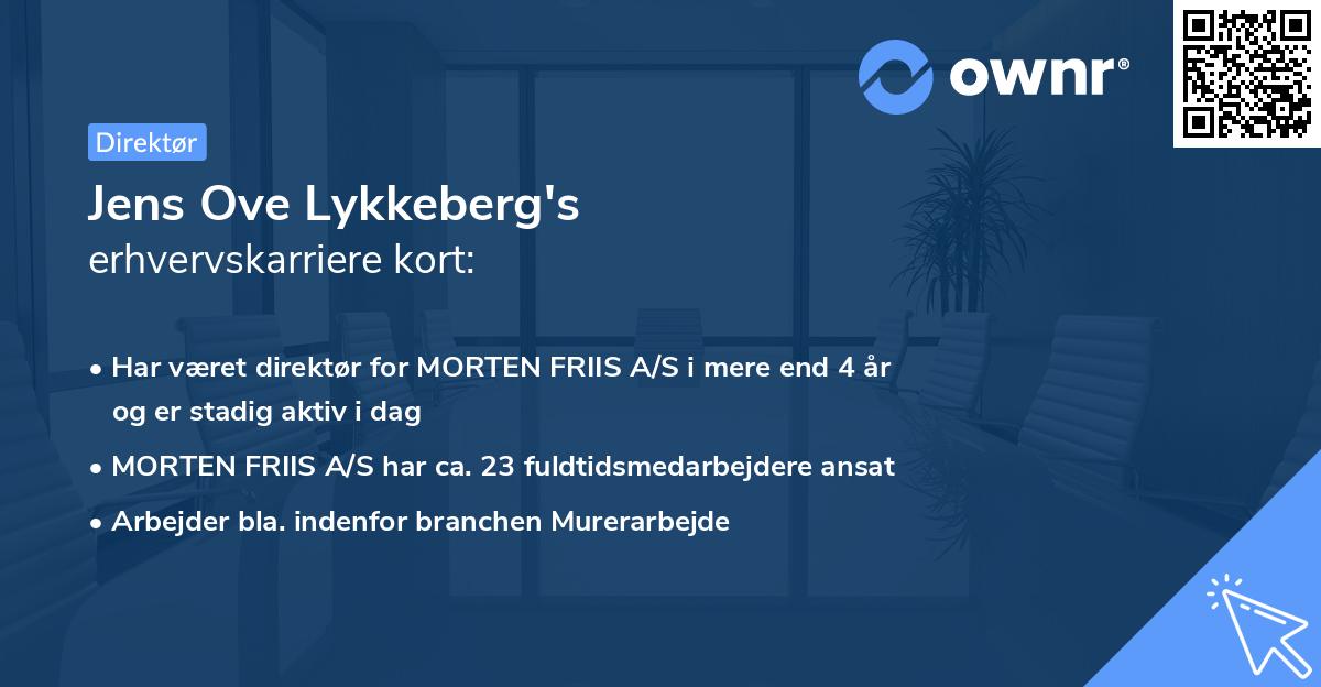 Jens Ove Lykkeberg's erhvervskarriere kort