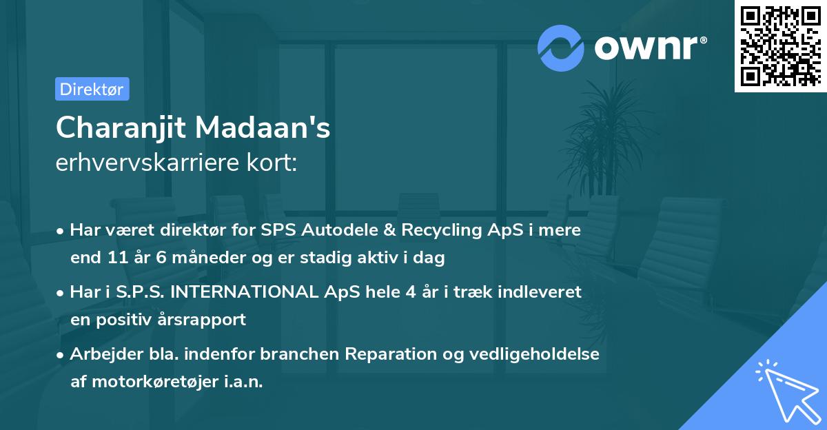 Charanjit Madaan's erhvervskarriere kort
