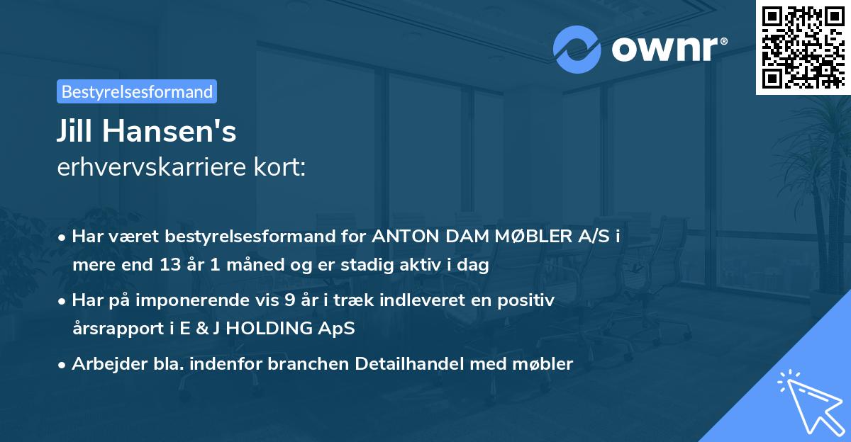 Jill Hansen's erhvervskarriere kort