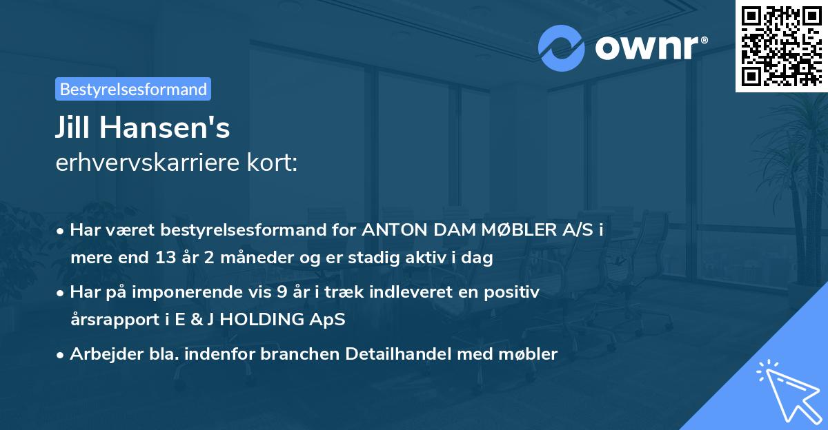 Jill Hansen's erhvervskarriere kort