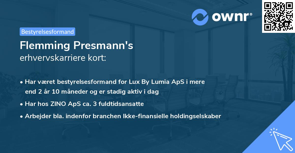 Flemming Presmann's erhvervskarriere kort