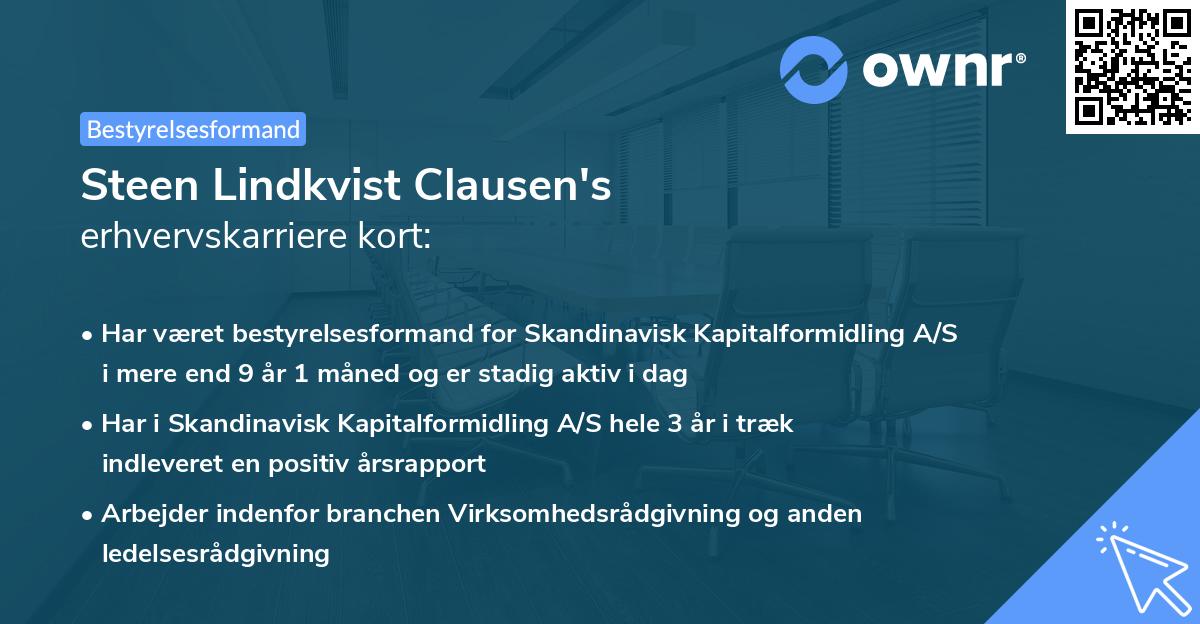 Steen Lindkvist Clausen's erhvervskarriere kort