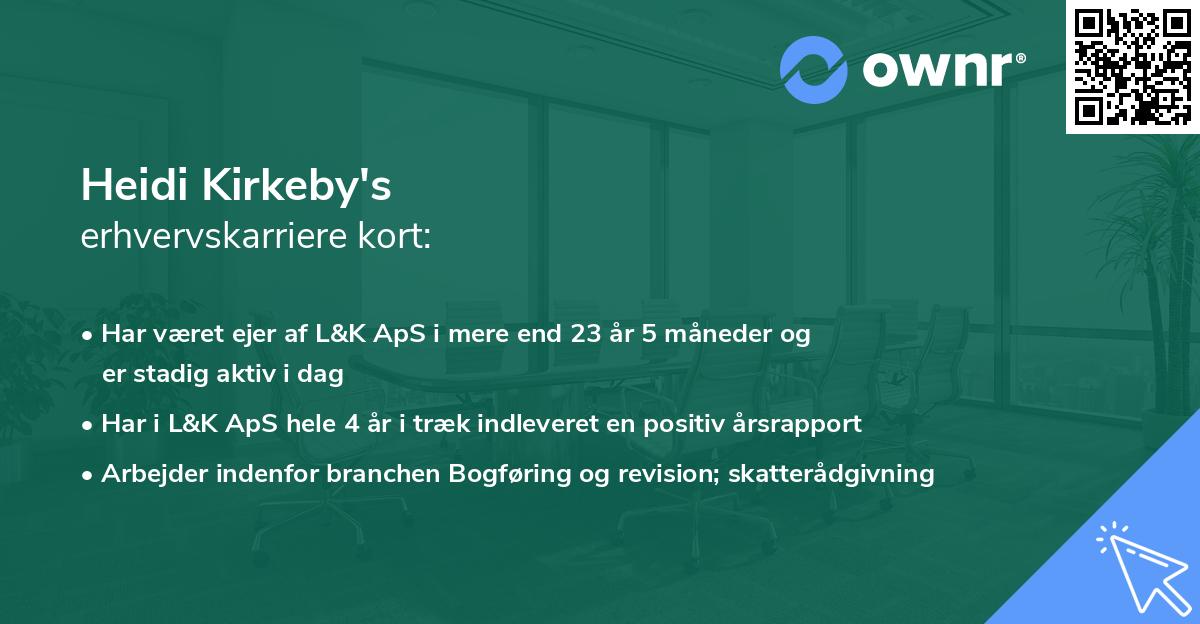 Heidi Kirkeby's erhvervskarriere kort