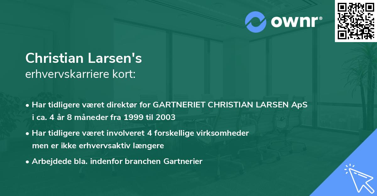 Christian Larsen's erhvervskarriere kort