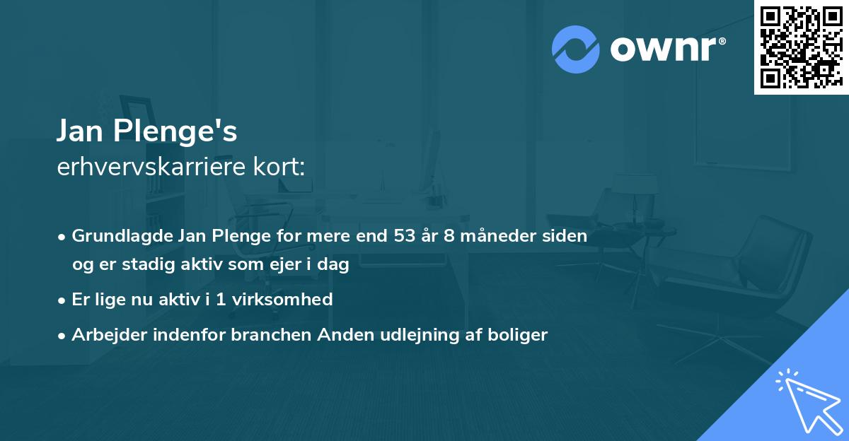 Jan Plenge's erhvervskarriere kort
