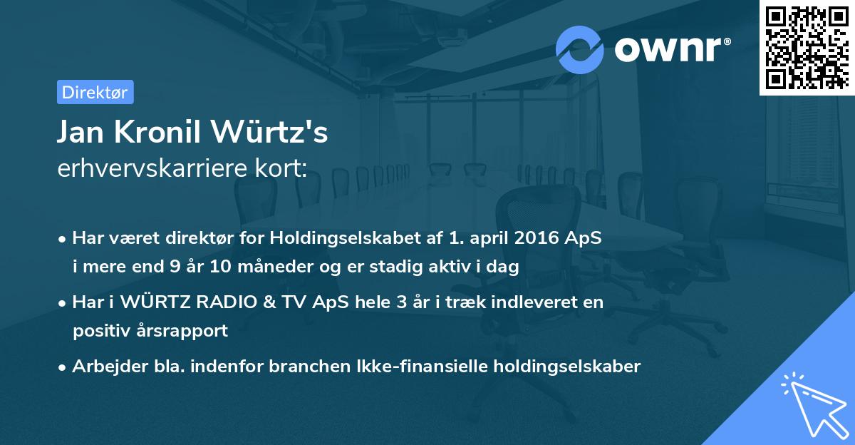 Jan Kronil Würtz's erhvervskarriere kort