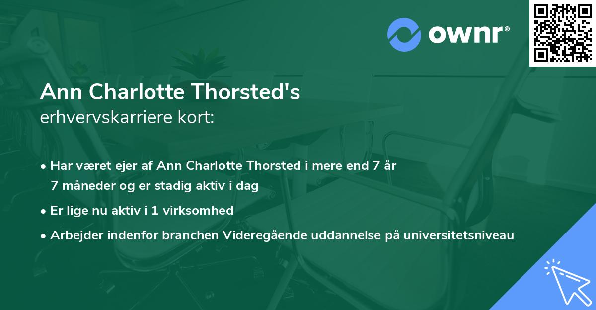 Ann Charlotte Thorsted's erhvervskarriere kort