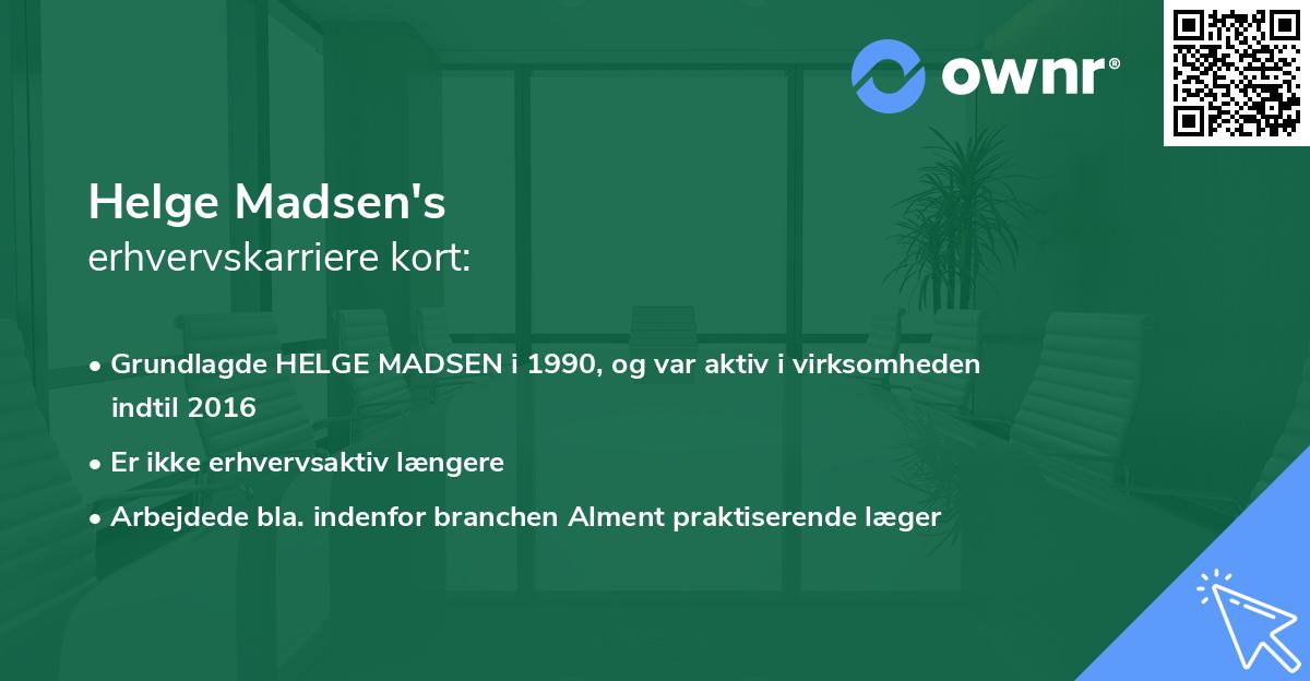 Helge Madsen's erhvervskarriere kort