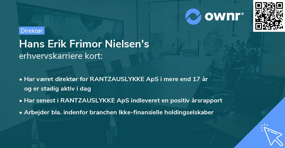 Hans Erik Frimor Nielsen's erhvervskarriere kort