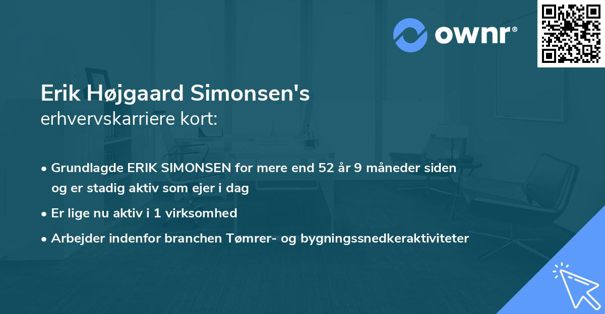 Erik Højgaard Simonsen's erhvervskarriere kort