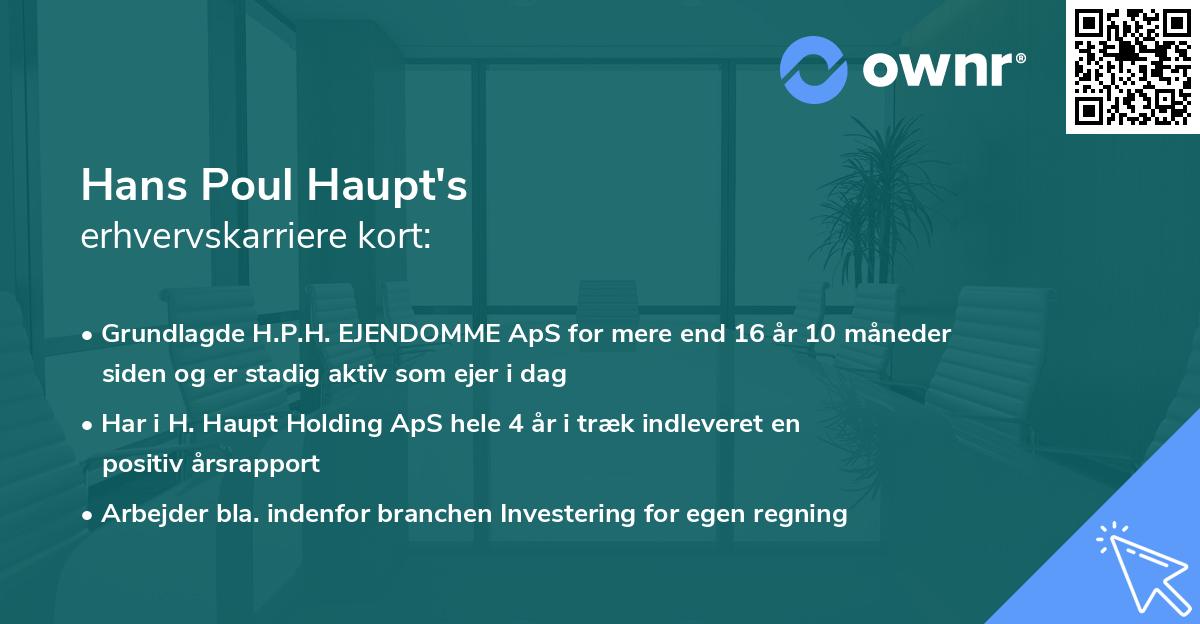 Hans Poul Haupt's erhvervskarriere kort