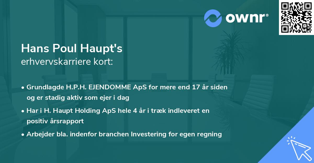Hans Poul Haupt's erhvervskarriere kort