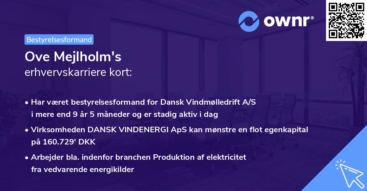 Ove Mejlholm's erhvervskarriere kort
