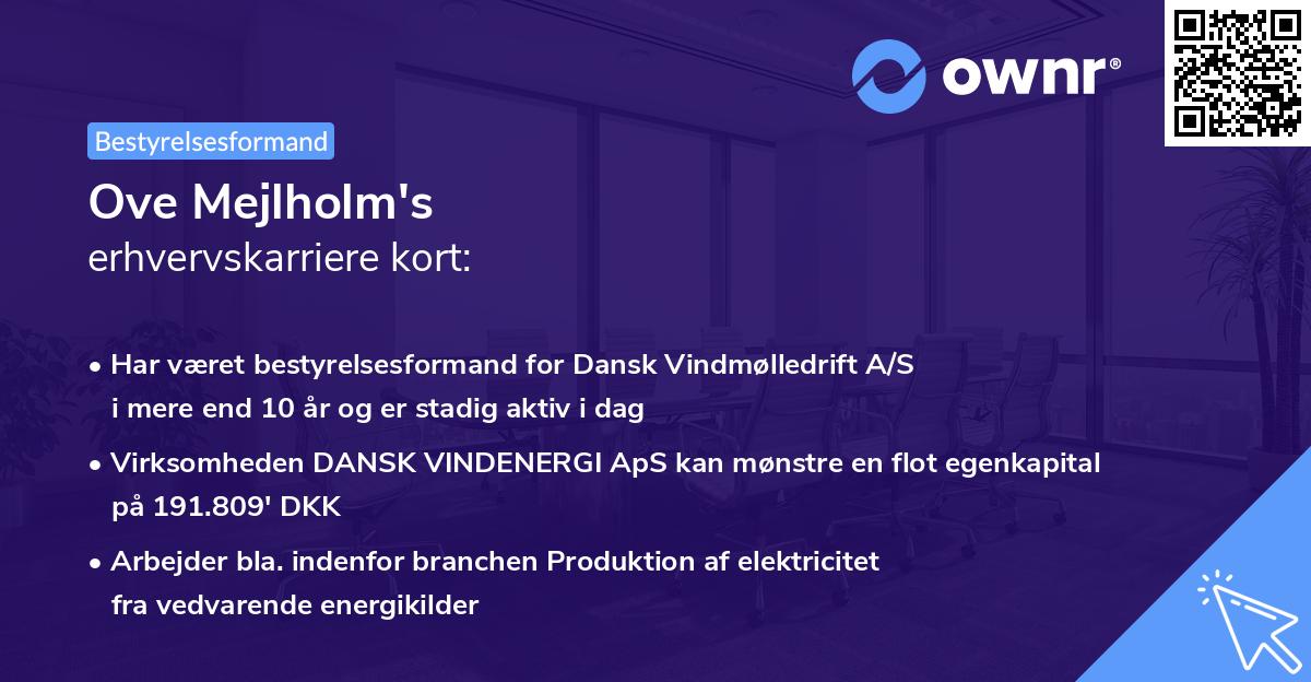 Ove Mejlholm's erhvervskarriere kort