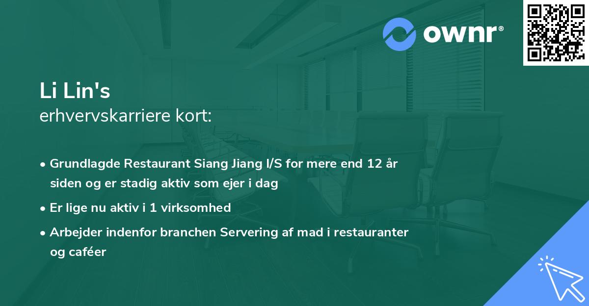 Li Lin's erhvervskarriere kort