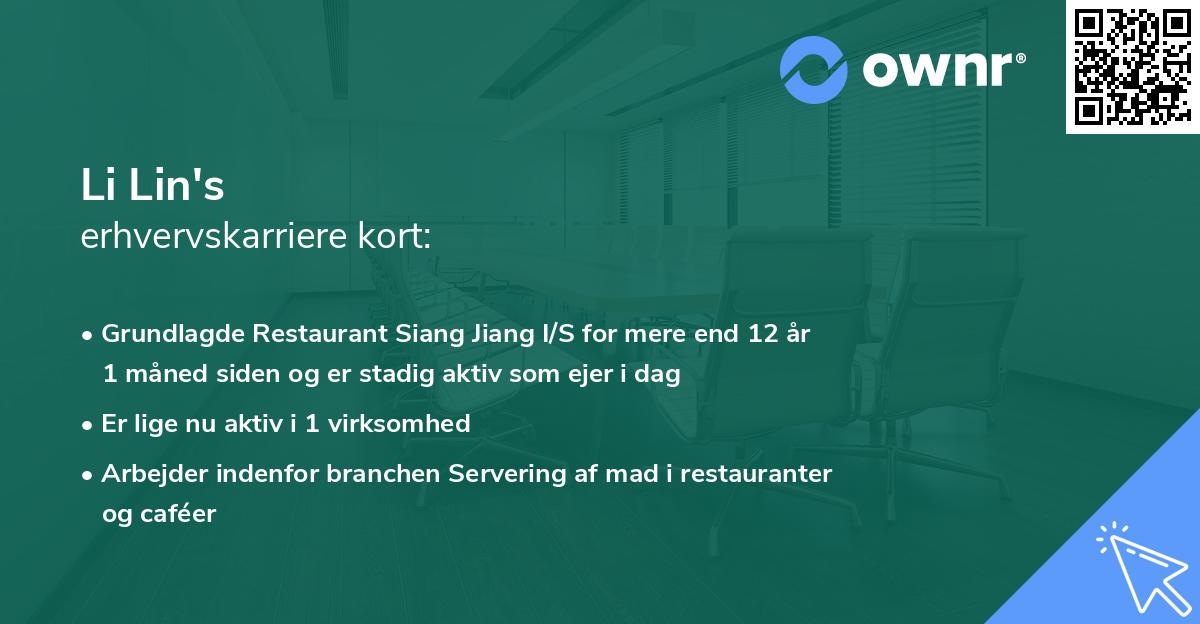 Li Lin's erhvervskarriere kort