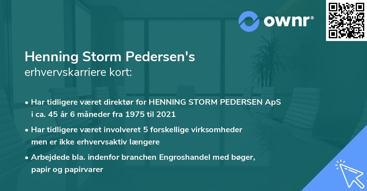 Henning Storm Pedersen's erhvervskarriere kort
