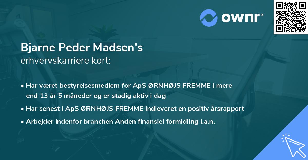Bjarne Peder Madsen's erhvervskarriere kort