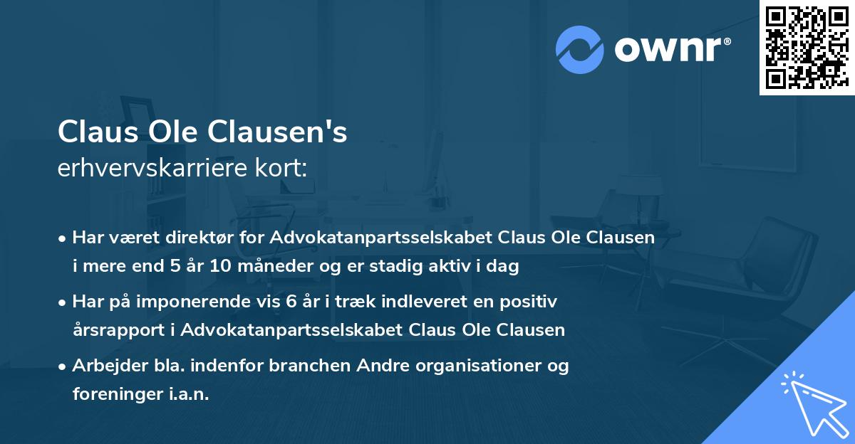 Claus Ole Clausen's erhvervskarriere kort