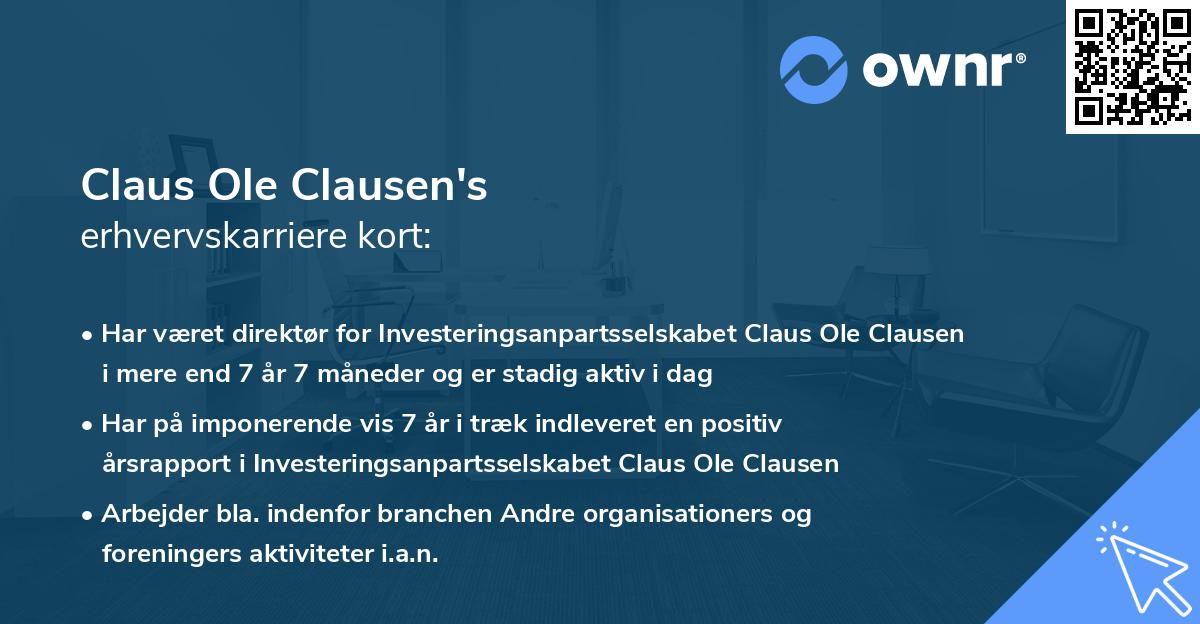 Claus Ole Clausen's erhvervskarriere kort