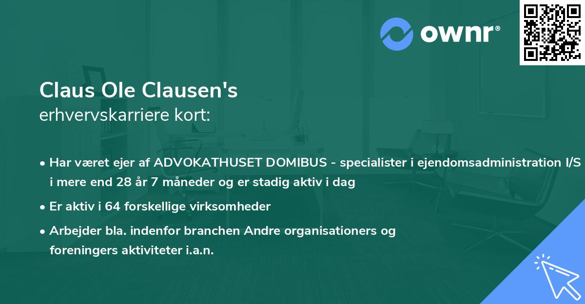 Claus Ole Clausen's erhvervskarriere kort