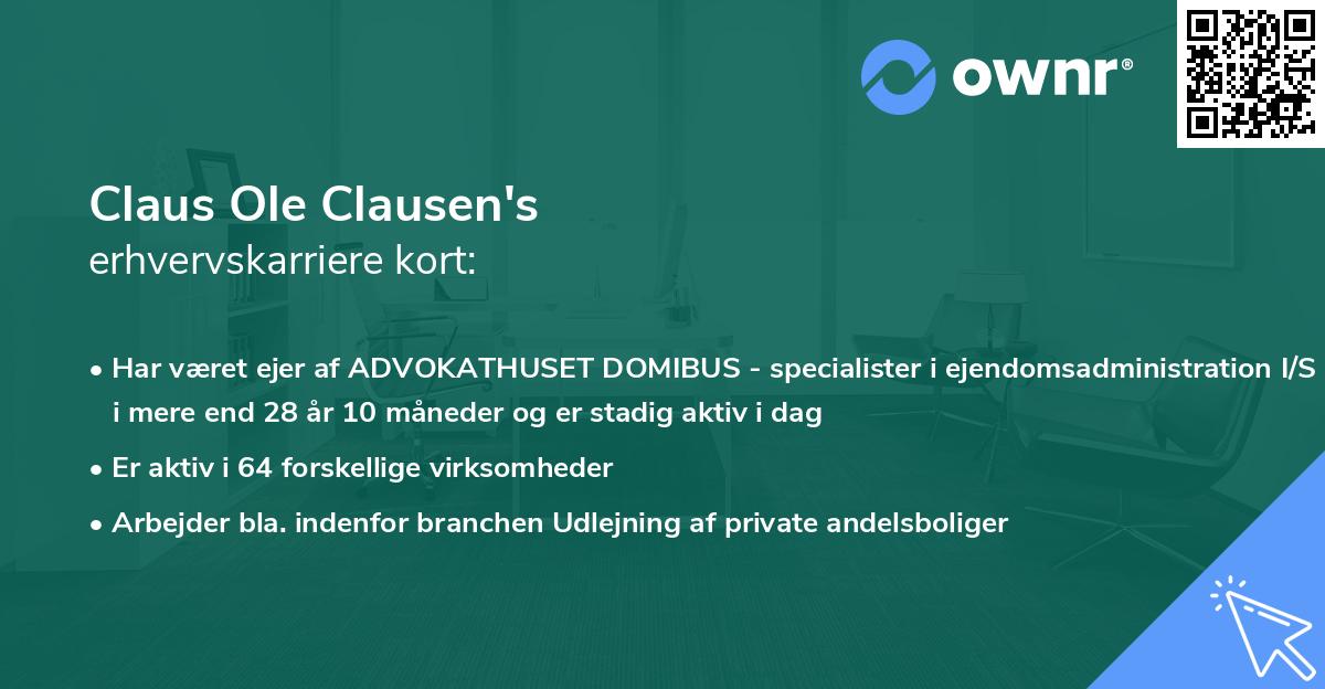Claus Ole Clausen's erhvervskarriere kort
