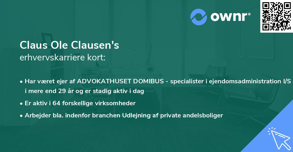 Claus Ole Clausen's erhvervskarriere kort