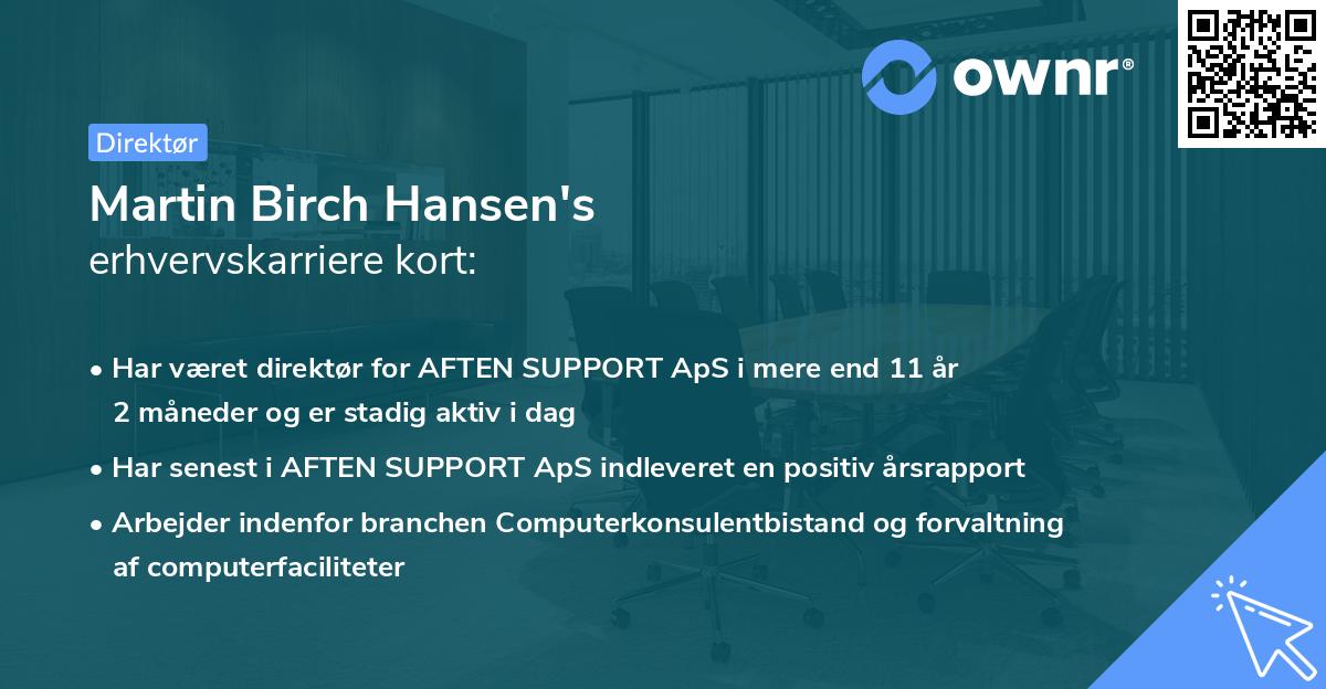 Martin Birch Hansen's erhvervskarriere kort