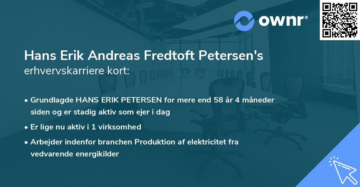 Hans Erik Andreas Fredtoft Petersen's erhvervskarriere kort