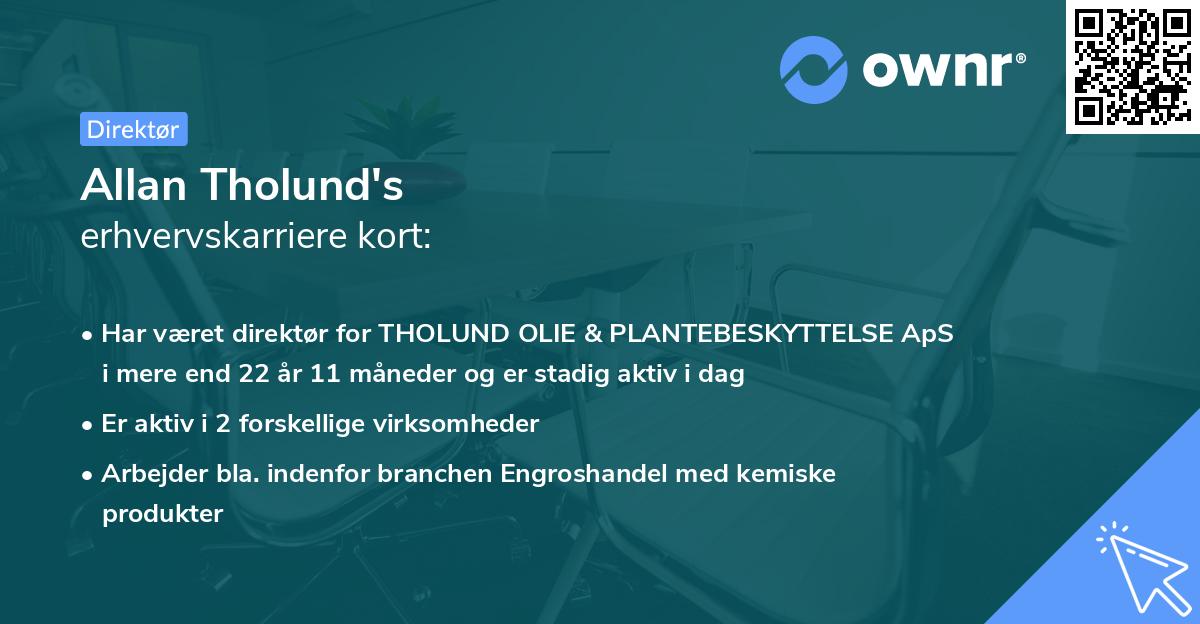 Allan Tholund's erhvervskarriere kort