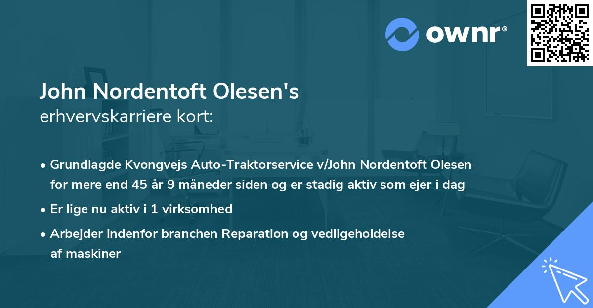 John Nordentoft Olesen's erhvervskarriere kort