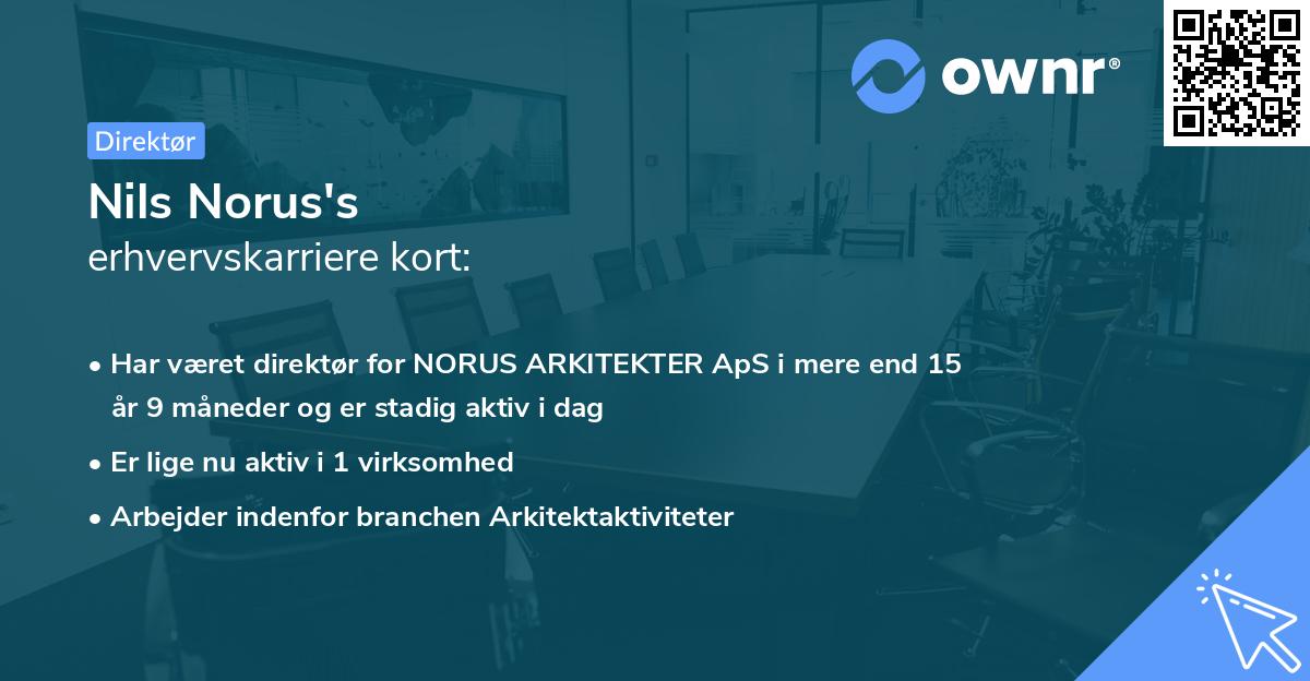 Nils Norus's erhvervskarriere kort