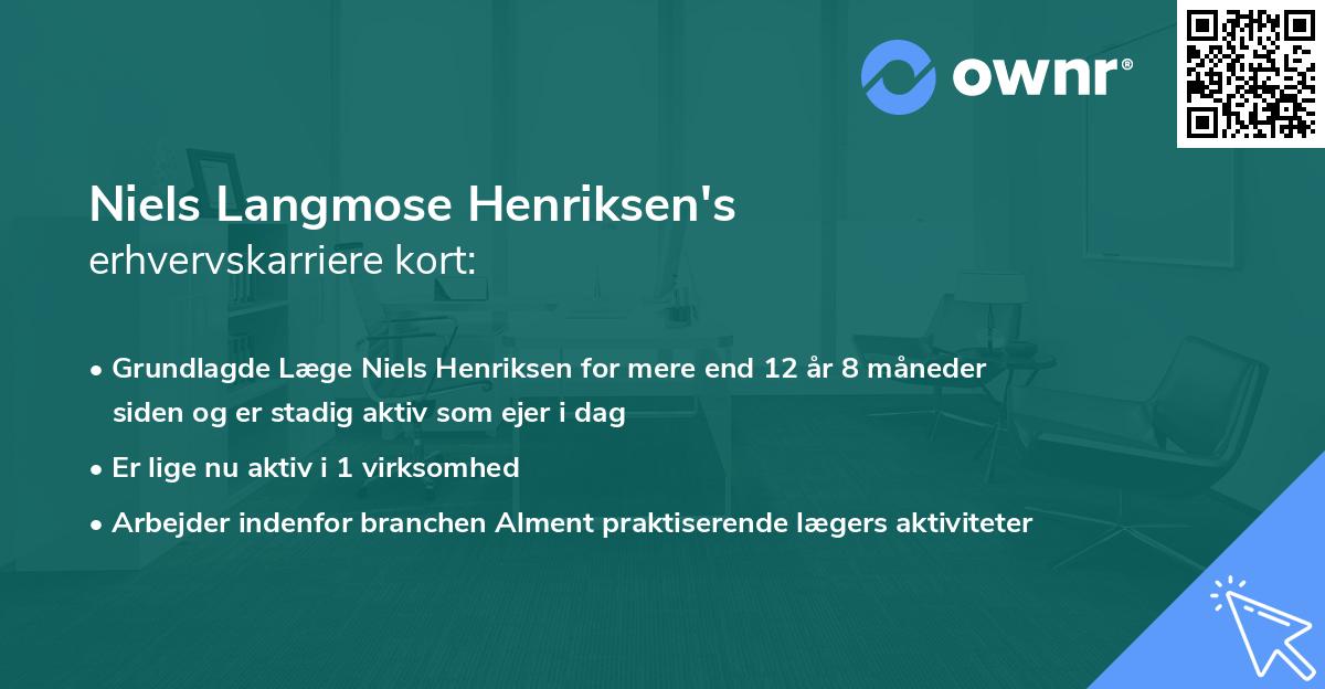 Niels Langmose Henriksen's erhvervskarriere kort