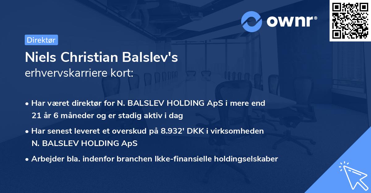 Niels Christian Balslev's erhvervskarriere kort