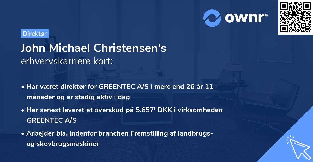 John Michael Christensen's erhvervskarriere kort