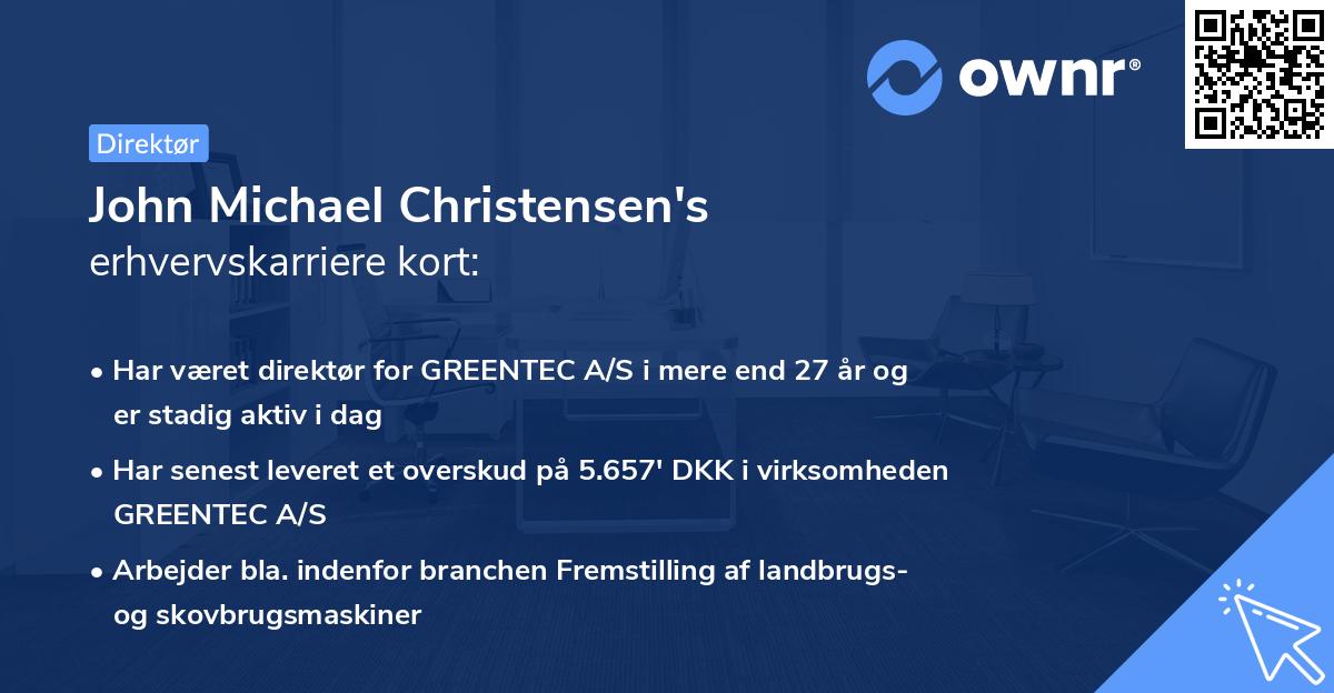 John Michael Christensen's erhvervskarriere kort