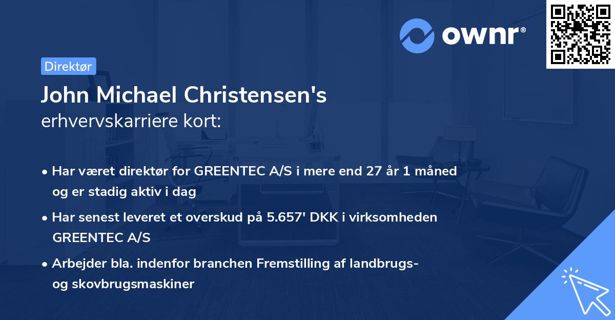 John Michael Christensen's erhvervskarriere kort