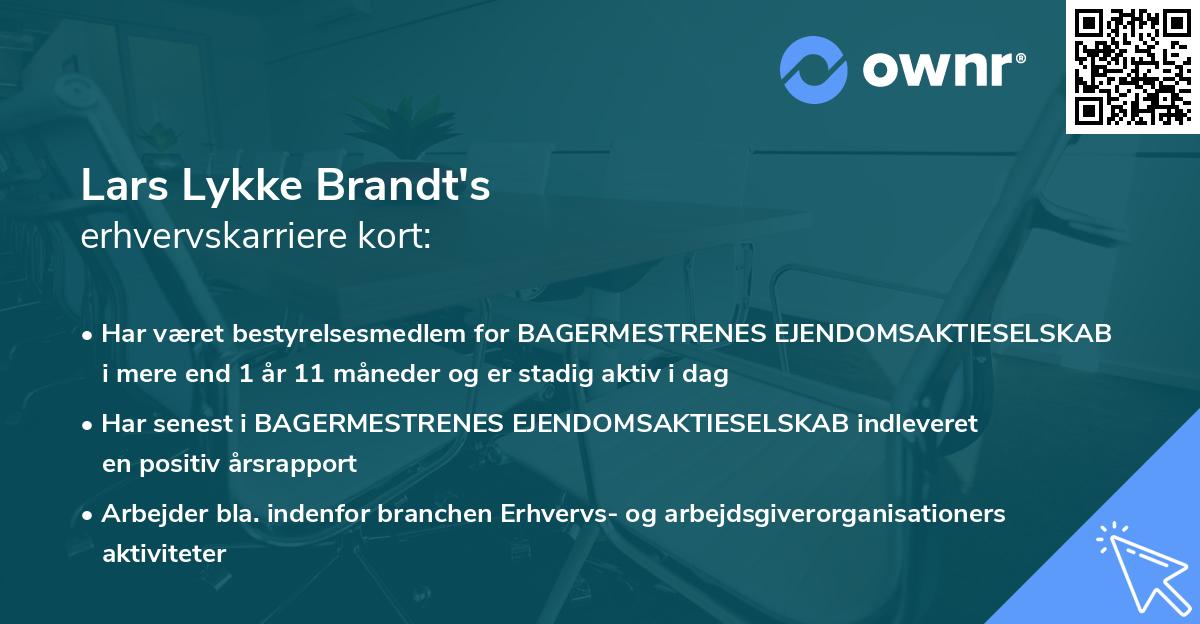 Lars Lykke Brandt's erhvervskarriere kort