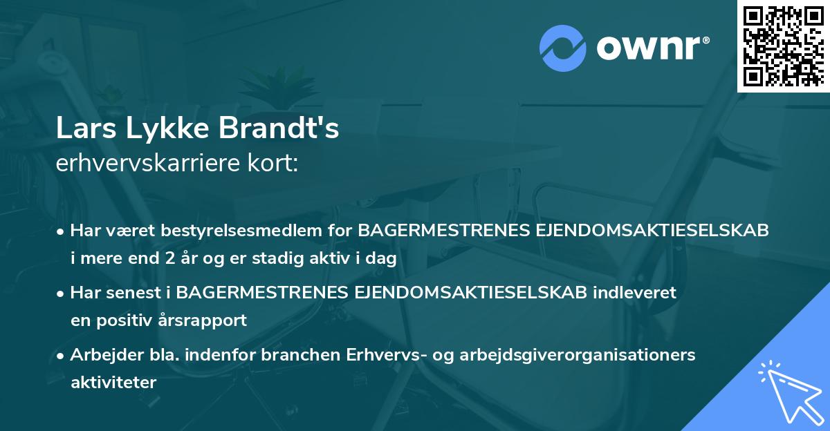 Lars Lykke Brandt's erhvervskarriere kort