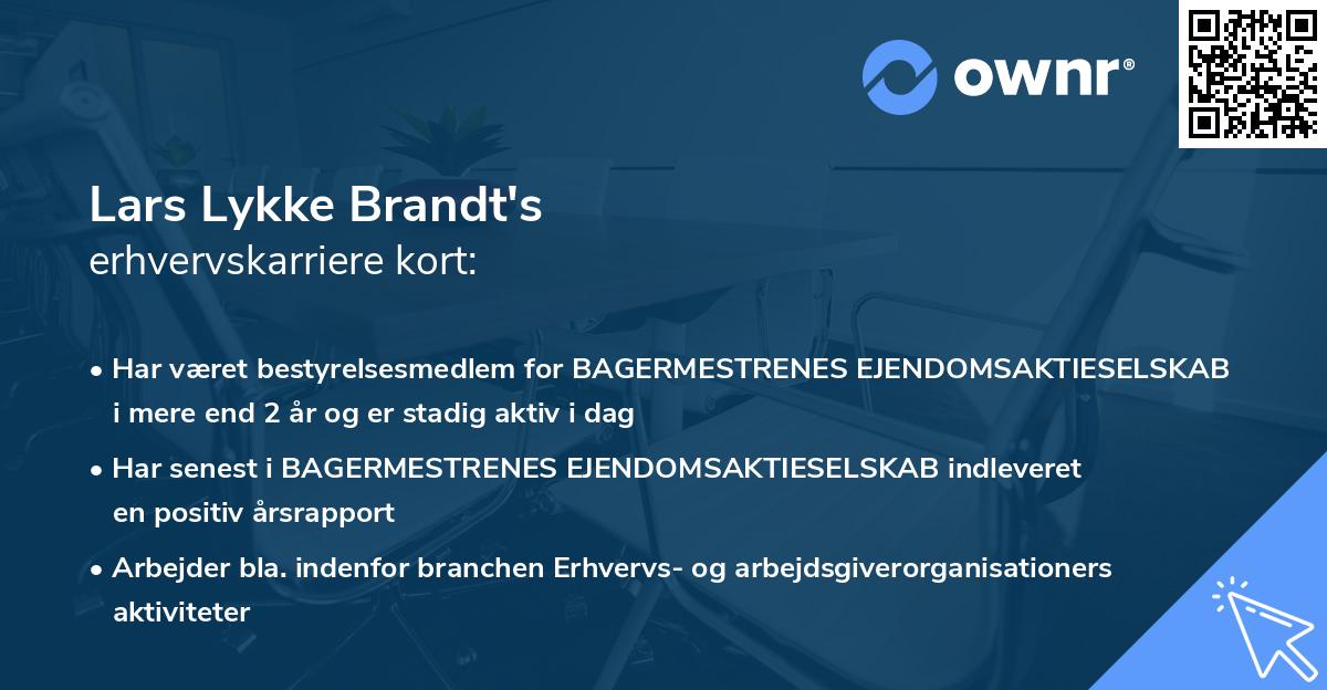 Lars Lykke Brandt's erhvervskarriere kort