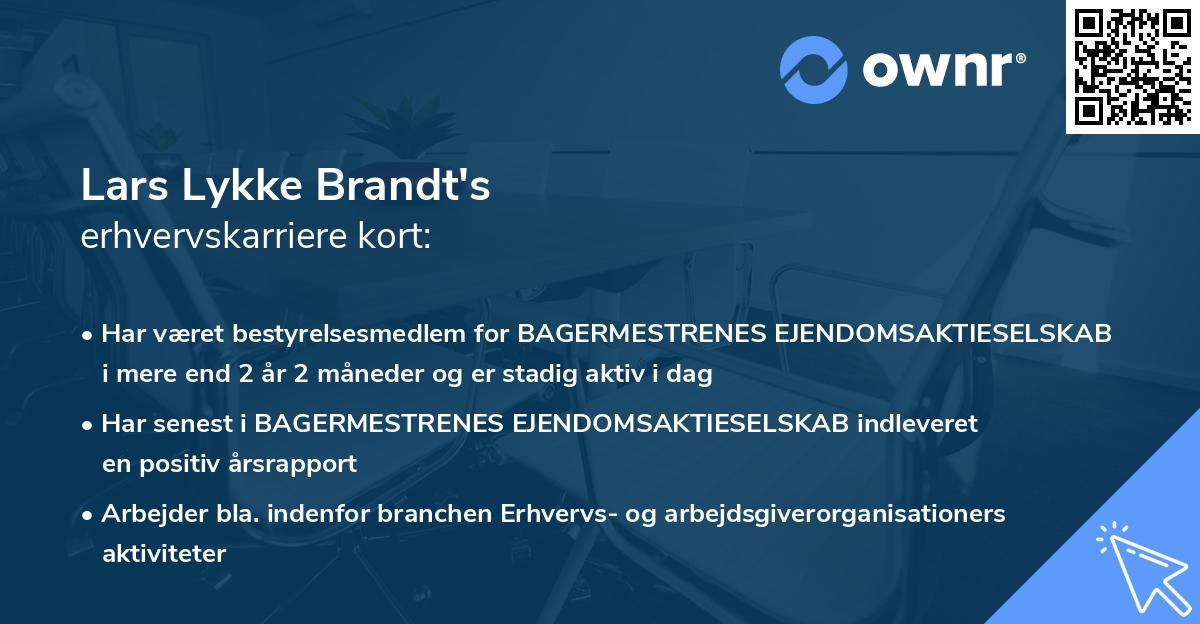 Lars Lykke Brandt's erhvervskarriere kort