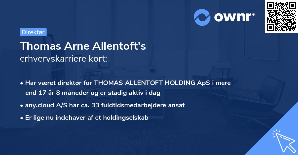 Thomas Arne Allentoft's erhvervskarriere kort