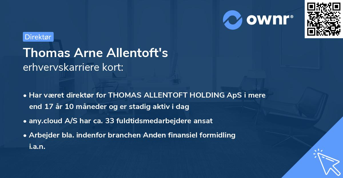 Thomas Arne Allentoft's erhvervskarriere kort