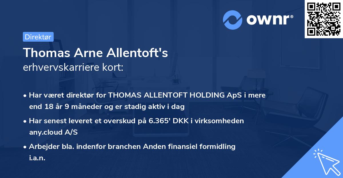 Thomas Arne Allentoft's erhvervskarriere kort